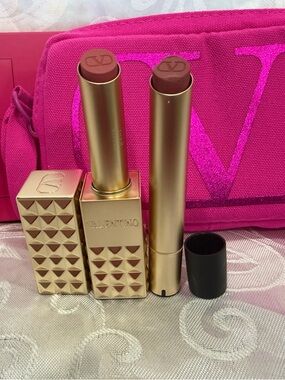 Valentino Matte Lipstick Duo. 123 R & Refill 100R. Clutch & Box New
